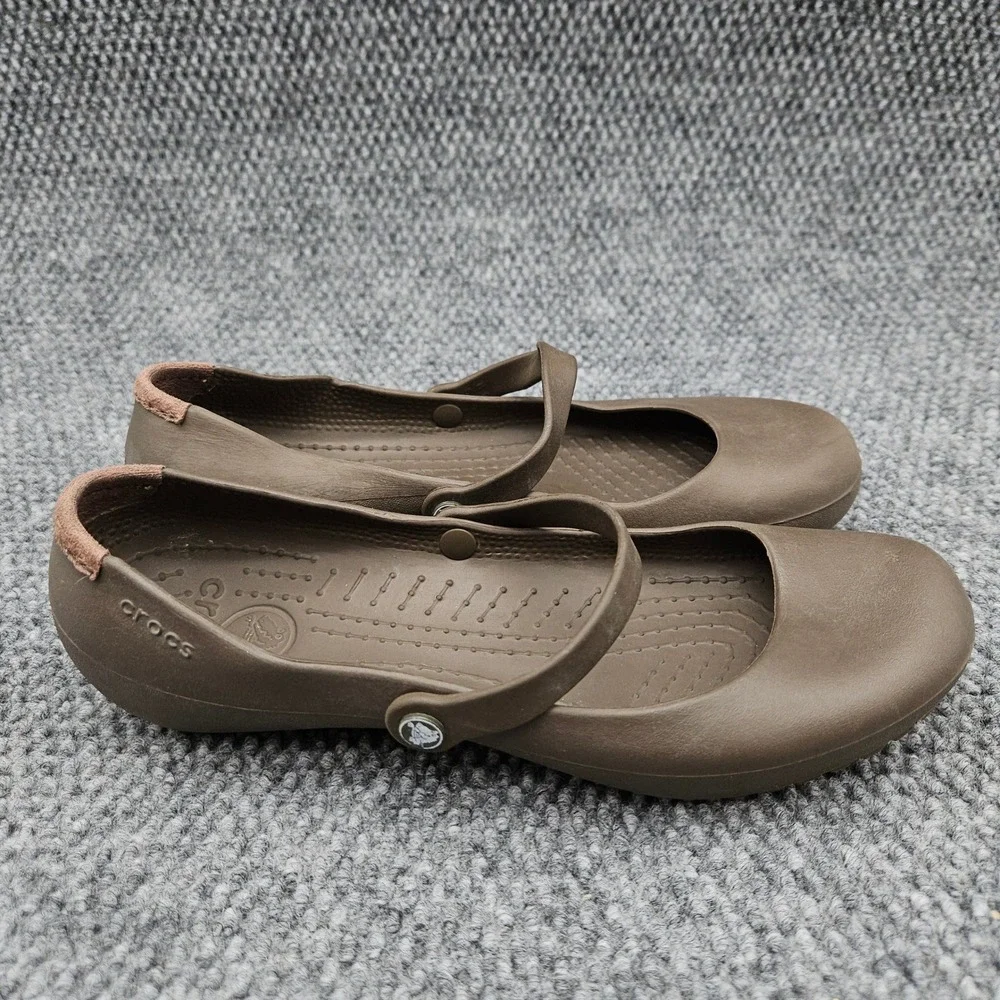 Crocs Alice (Women's 8) Brown Mary Jane Flats Comfort Casual Slip On Shoes Flats